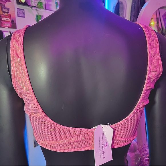 Rave Wonderland Holographic Rainbow EDM Festival Costume Bralette Top Medium - Picture 3 of 7